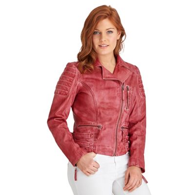 Dark pink rockstar leather jacket